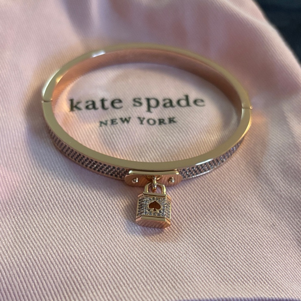 Kate Spade Rose Gold Bracelet with Lock Charm